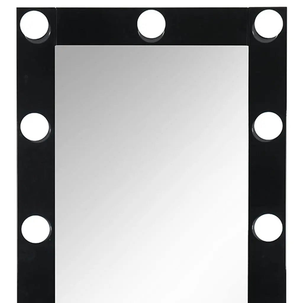74" Black Wood Lighted Freestanding Framed Full Length Mirror Homeroots Bed & Bath