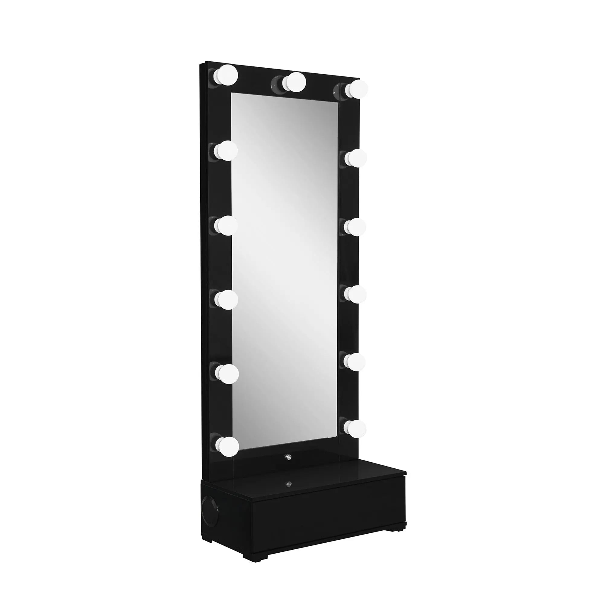 74" Black Wood Lighted Freestanding Framed Full Length Mirror Homeroots Bed & Bath