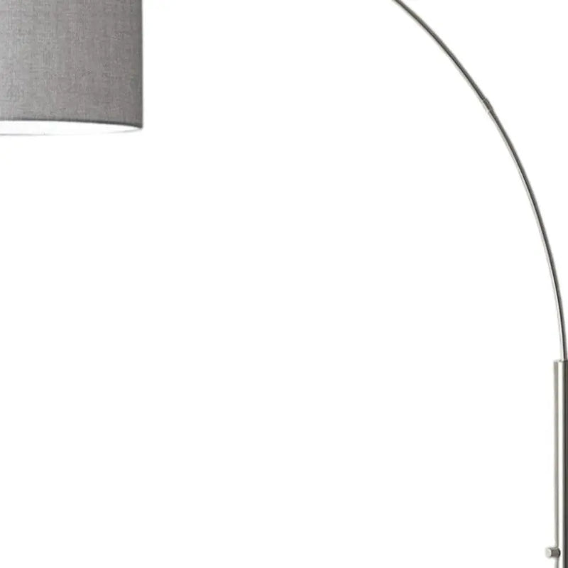 74" Silver Metal Arched Floor Lamp With Gray Linen Drum Shade - GreatEagleInc