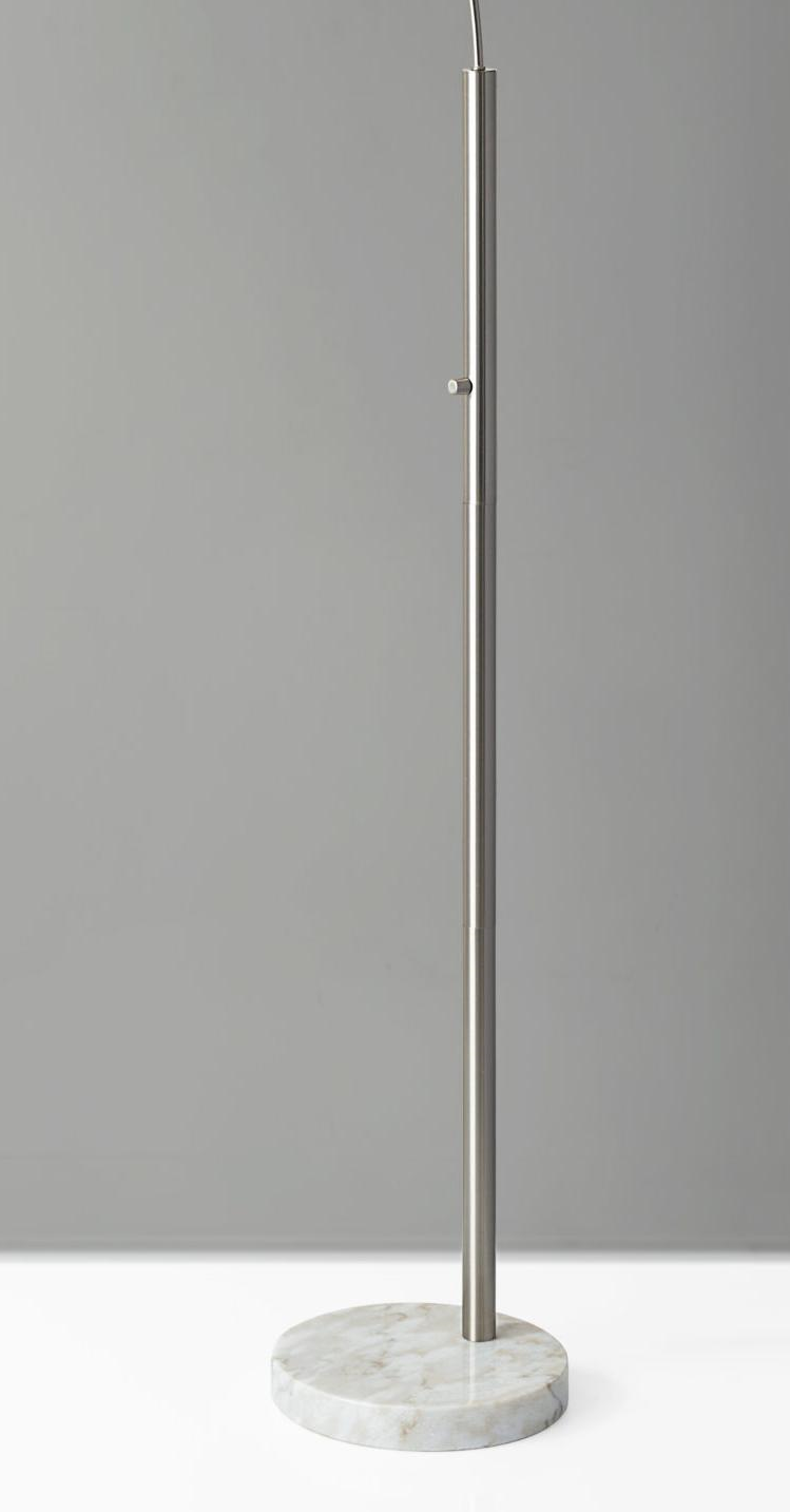 74" Silver Metal Arched Floor Lamp With Gray Linen Drum Shade - GreatEagleInc