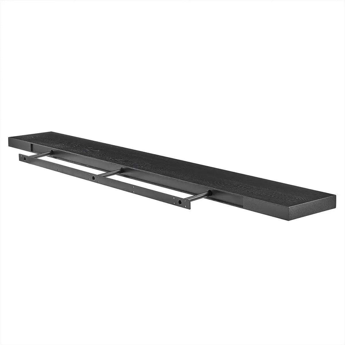 75" Black Wooden Wall Mounted Floating Shelf Homeroots Organization