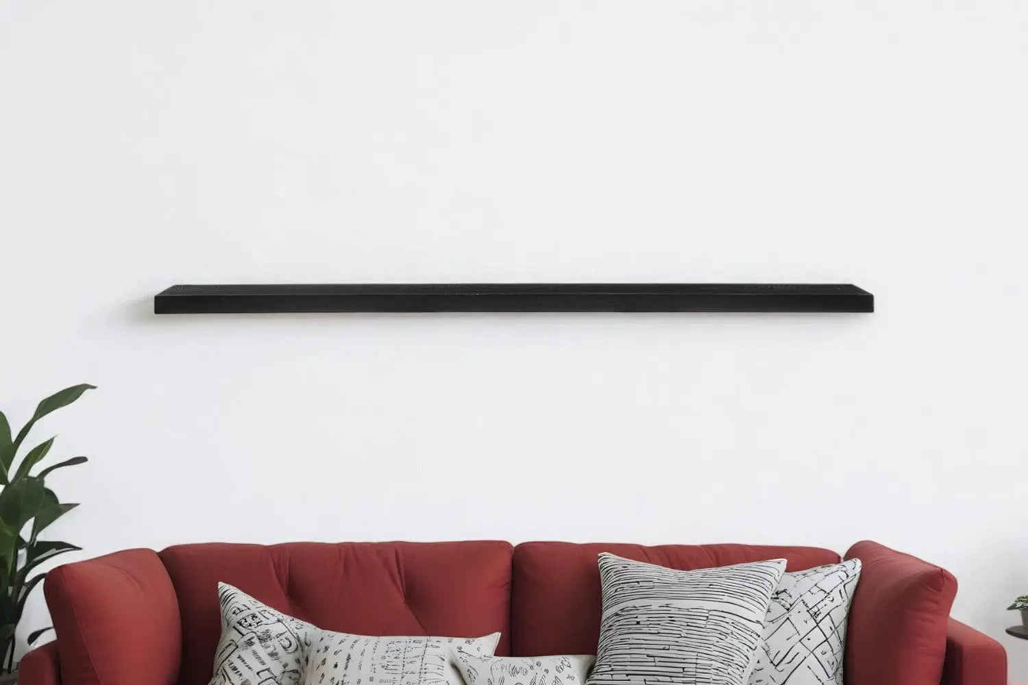 75" Black Wooden Wall Mounted Floating Shelf Homeroots Organization