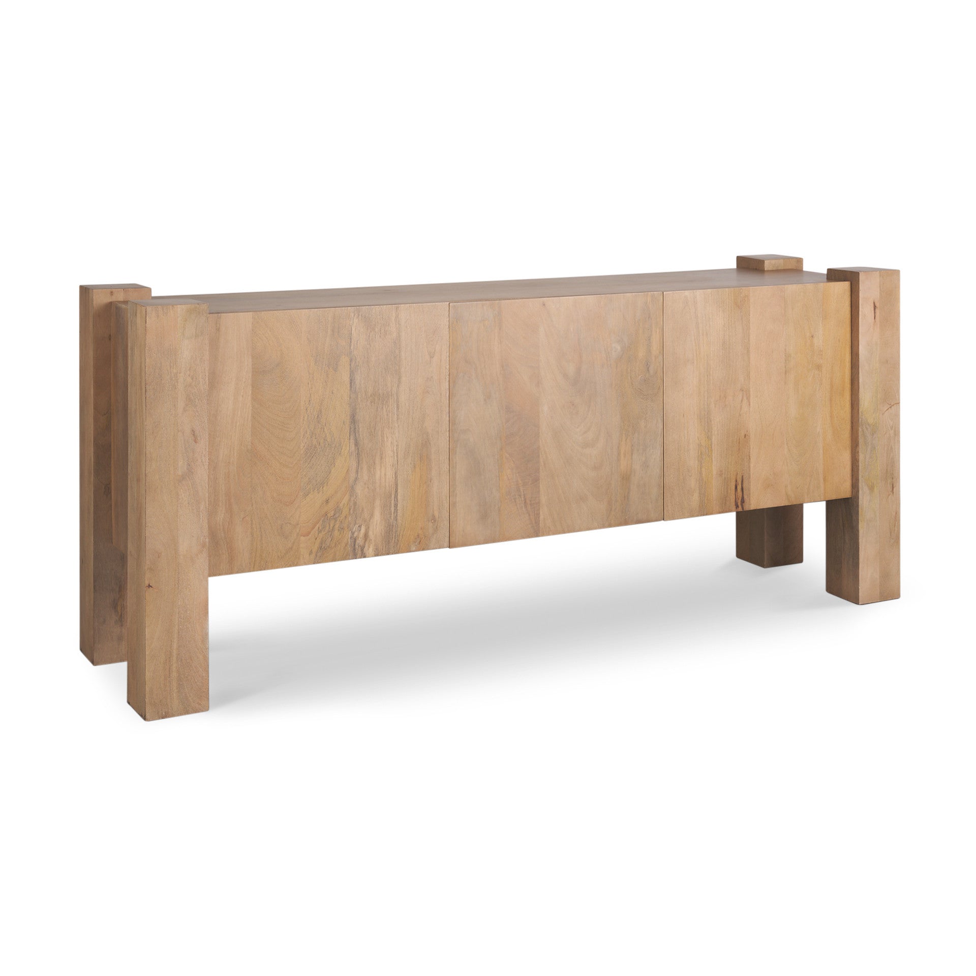 75" Light Brown Solid Wood Sideboard Soft Close with Three Doors Homeroots Kitchen & Dining
