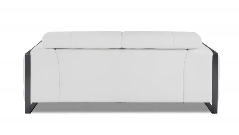 75" White And Black Italian Leather Loveseat Homeroots Living Room