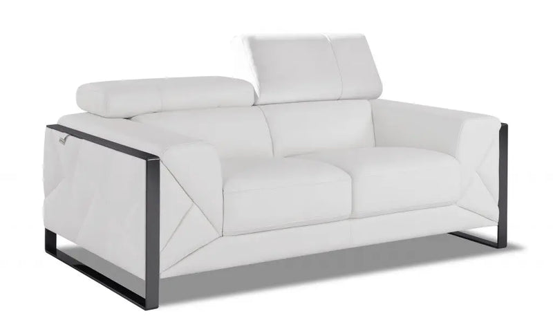 75" White And Black Italian Leather Loveseat Homeroots Living Room
