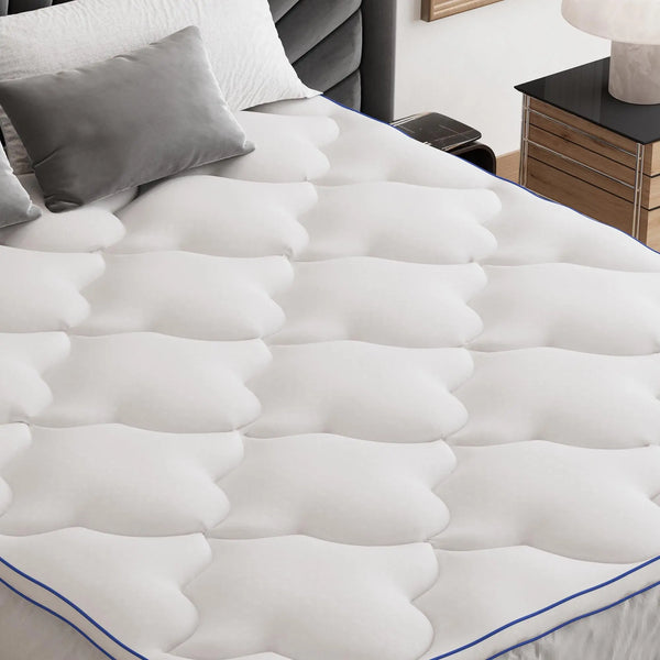 75" White Cotton Water Resistant Mattress topper with Removable Cover - GreatEagleInc