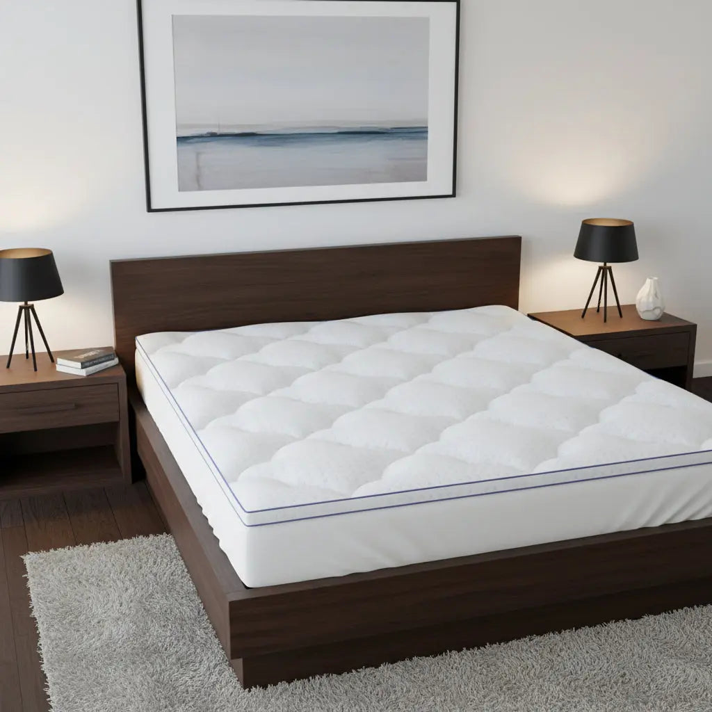 75" White Cotton Water Resistant Mattress topper with Removable Cover - GreatEagleInc
