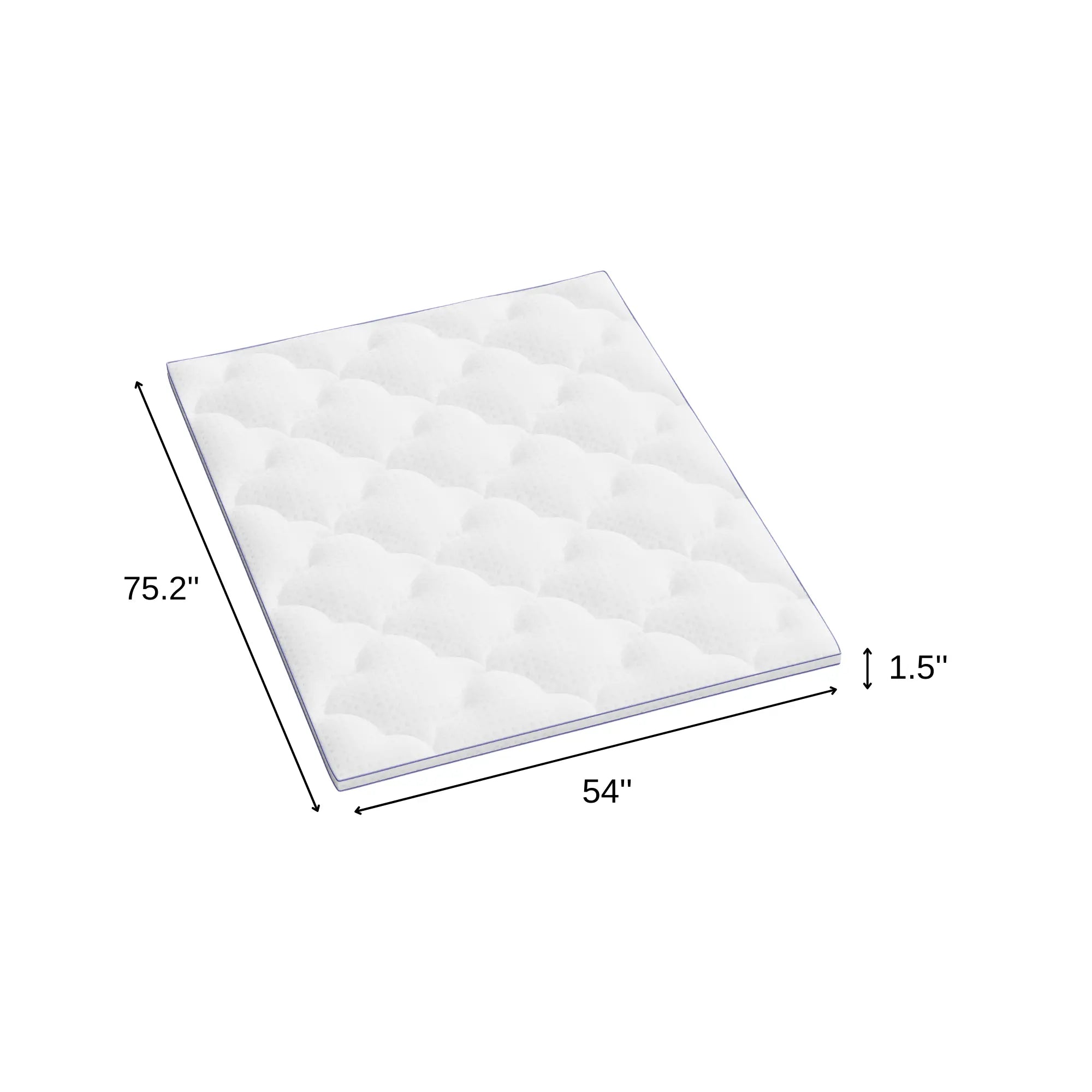 75" White Cotton Water Resistant Mattress topper with Removable Cover - GreatEagleInc