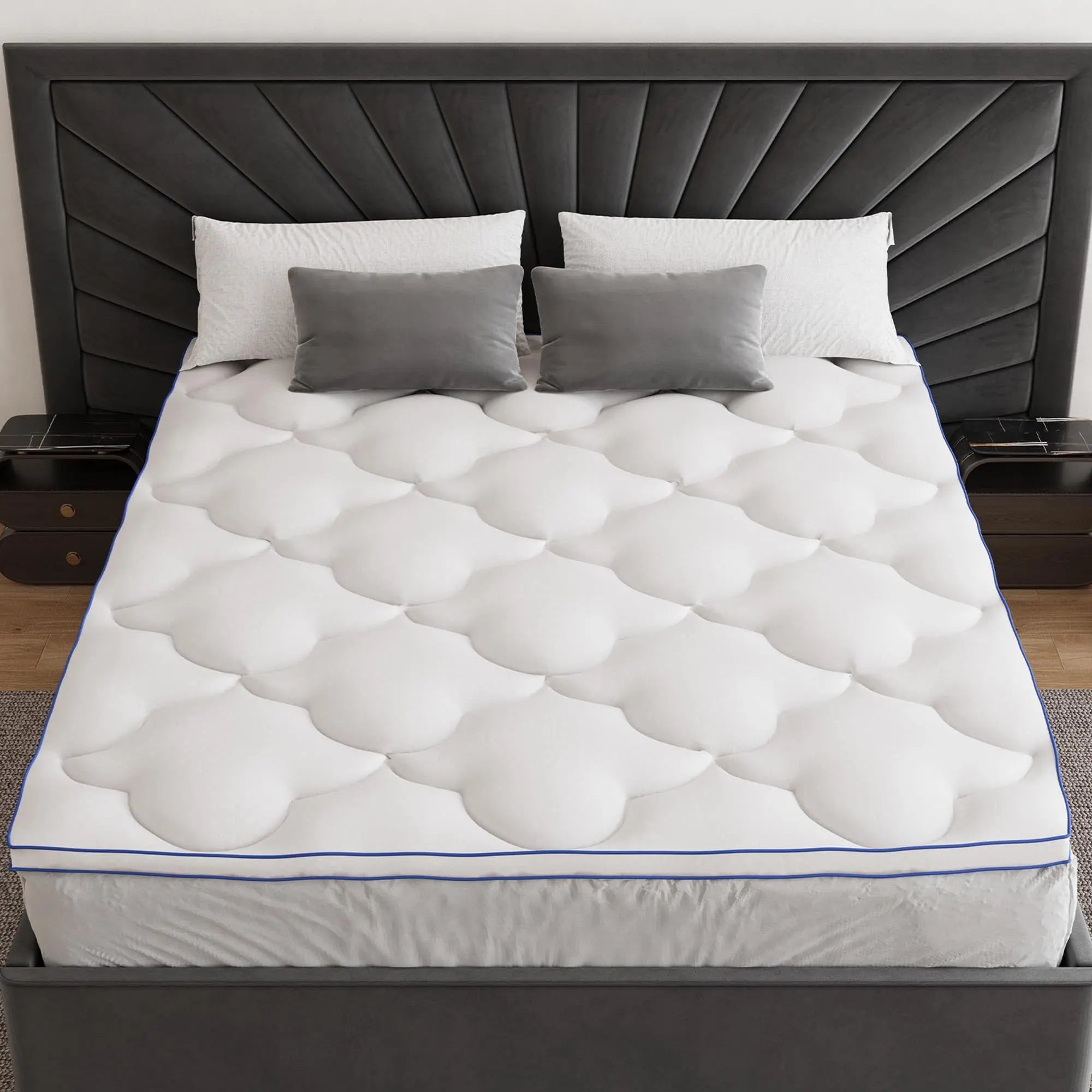 75" White Cotton Water Resistant Mattress topper with Removable Cover - GreatEagleInc