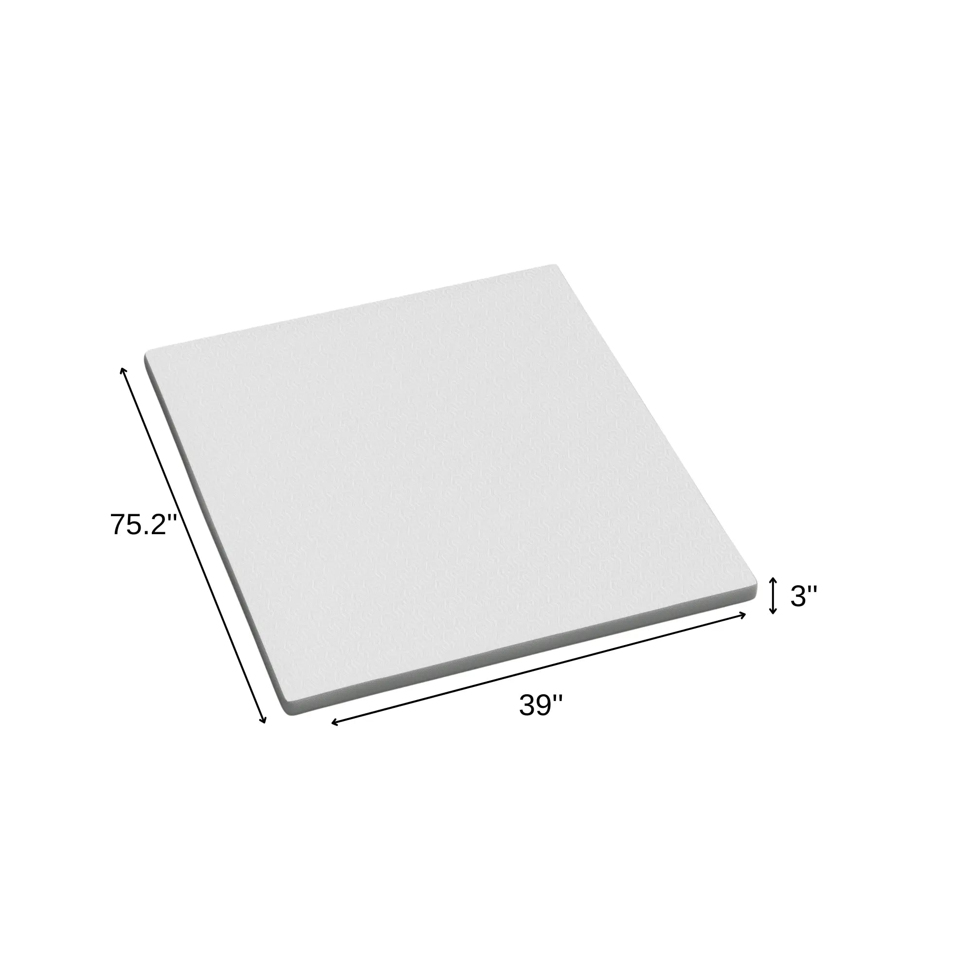 75" White Gel Memory Foam Mattress topper with Removable Cover - GreatEagleInc