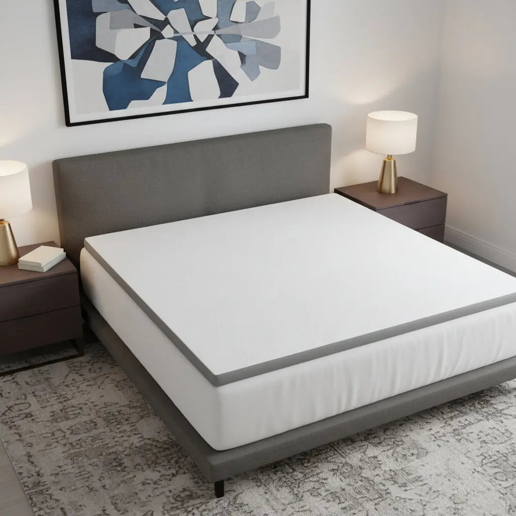 75" White Gel Memory Foam Mattress topper with Removable Cover - GreatEagleInc