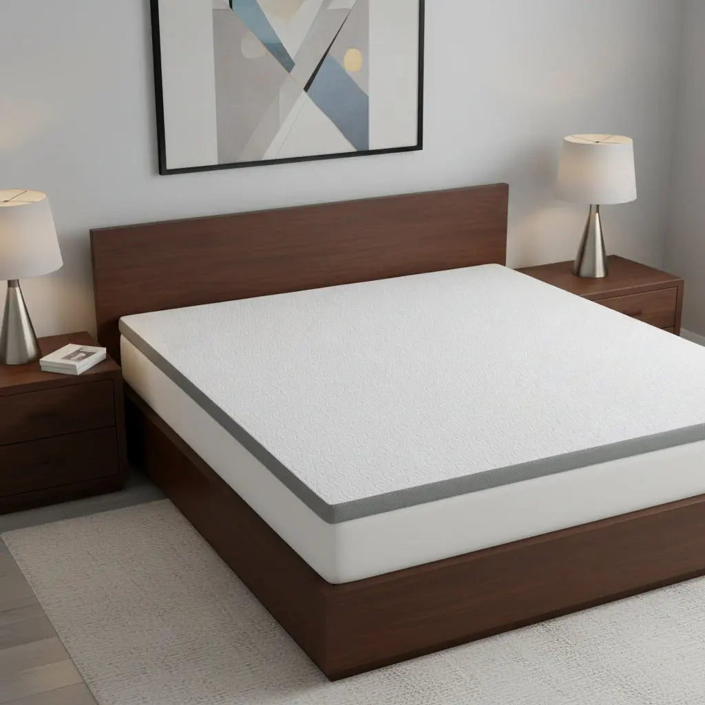 75" White Gel Memory Foam Mattress topper with Removable Cover - GreatEagleInc