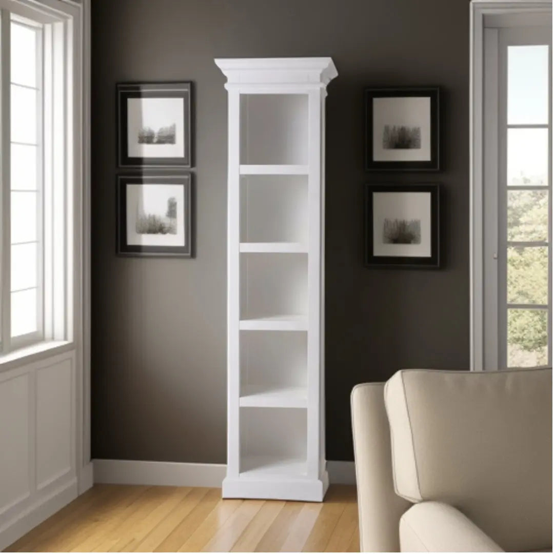 75" White Solid Wood Five Tier Bookcase Homeroots Office