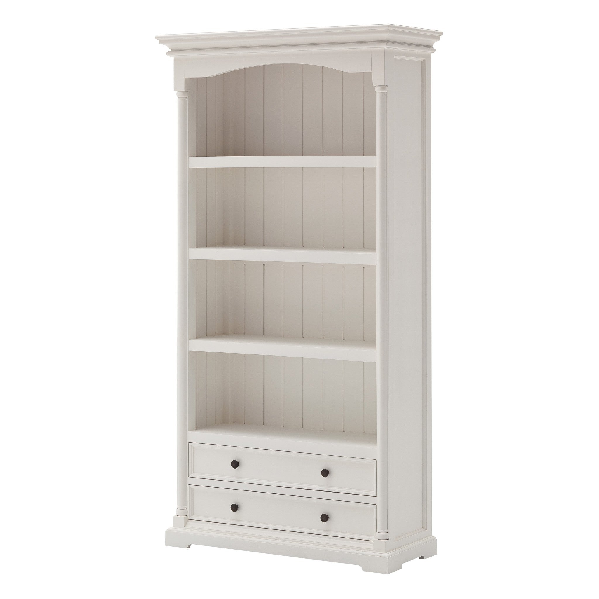 75" White Solid Wood Four Tier Bookcase Homeroots Office