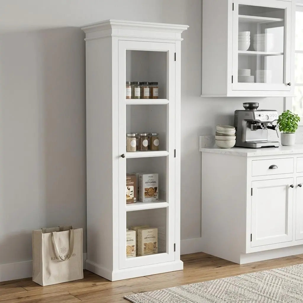 75" White Solid Wood Single Door Pantry Or Storage Closet Homeroots Kitchen & Dining