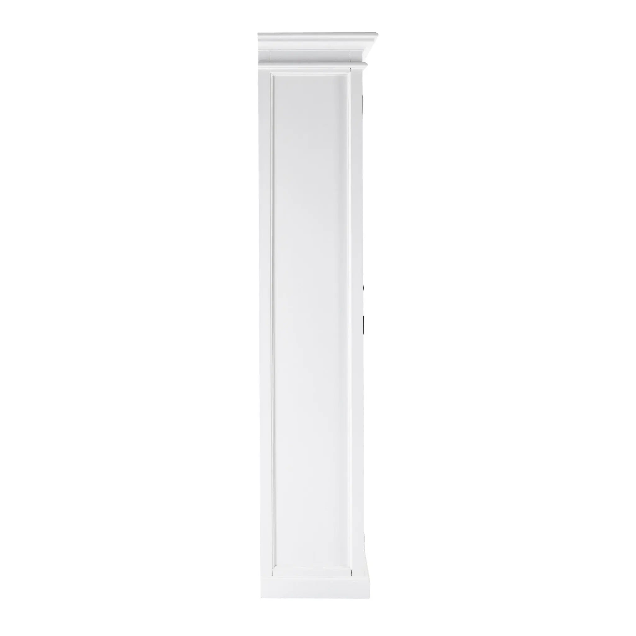 75" White Wood and Glass Double Door Storage Cabinet Homeroots Kitchen & Dining