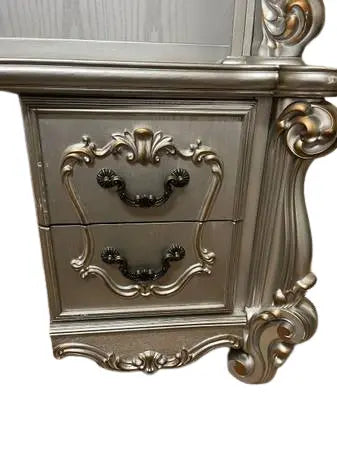 76" Platinum Solid Wood Peninsula Wall Mounted Computer Desk With Four Cabinets Five Drawers Homeroots Office