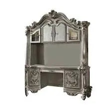 76" Platinum Solid Wood Peninsula Wall Mounted Computer Desk With Four Cabinets Five Drawers Homeroots Office