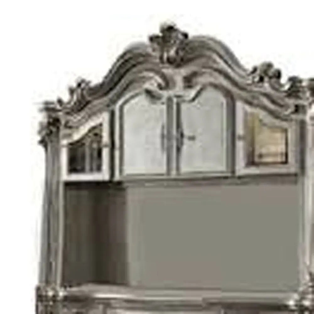 76" Platinum Solid Wood Peninsula Wall Mounted Computer Desk With Four Cabinets Five Drawers Homeroots Office