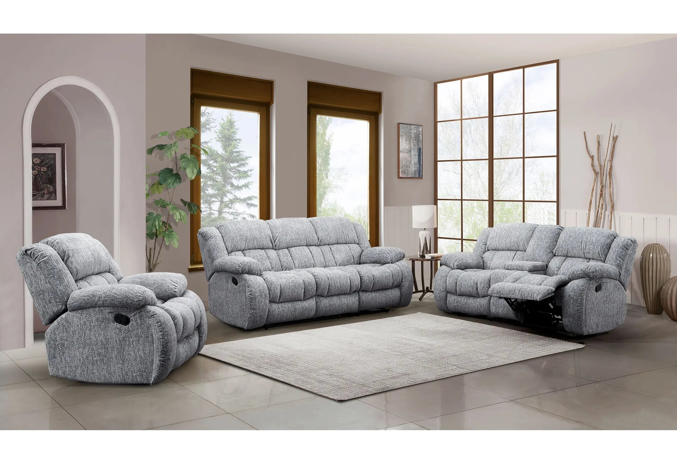 77" Light Gray Manual Reclining Loveseat With Storage - GreatEagleInc