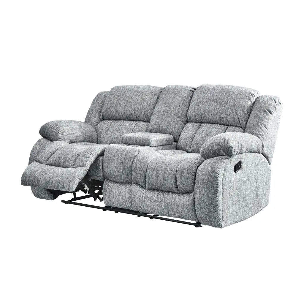 77" Light Gray Manual Reclining Loveseat With Storage - GreatEagleInc