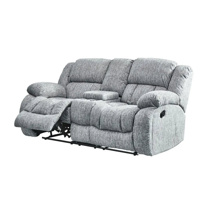 77" Light Gray Manual Reclining Loveseat With Storage - GreatEagleInc