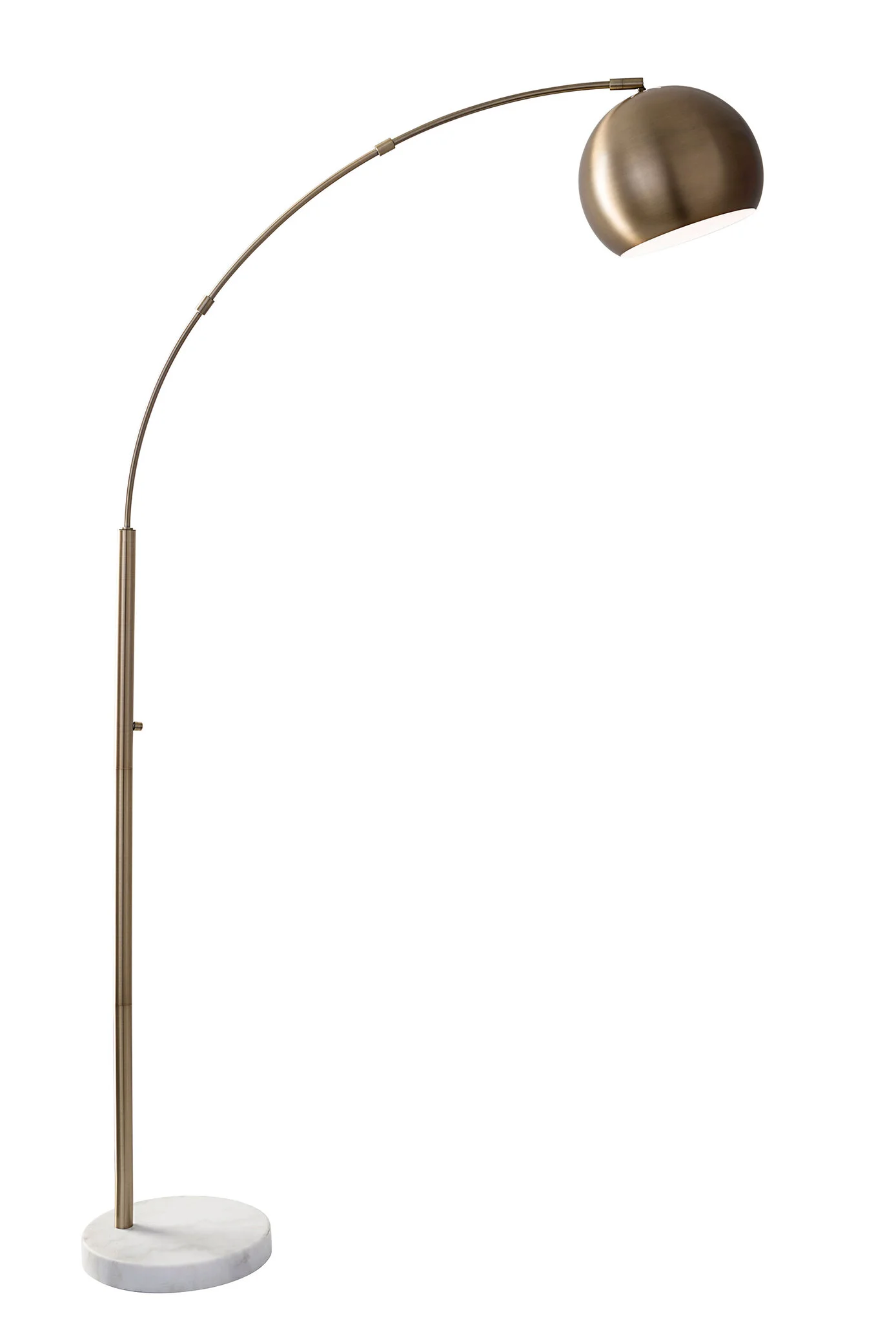 78" Brass Metal Arc Floor Lamp With Brass Metal Bowl Shade - GreatEagleInc