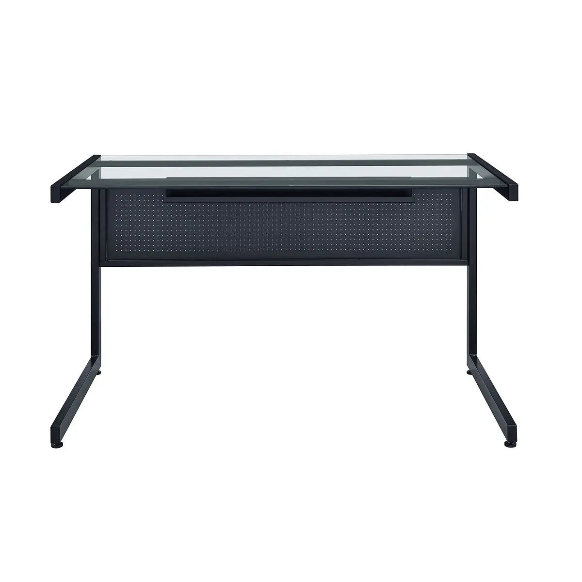 78" Clear and Black Glass and Stainless Steel Corner Computer Desk Homeroots Office