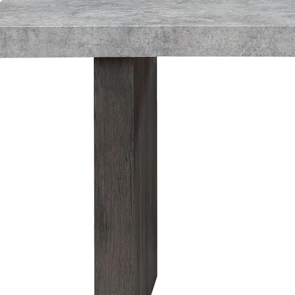 78" Gray and Dark Brown Faux Marble and Wood Double Pedestal Base Dining Table Homeroots Kitchen & Dining