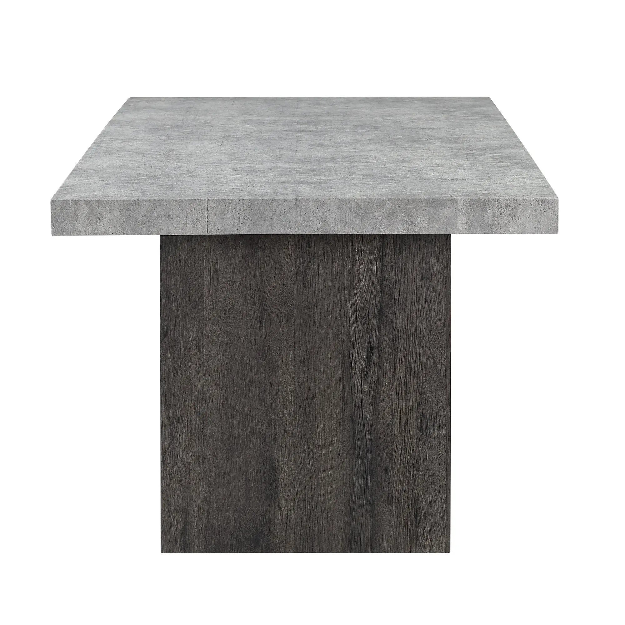 78" Gray and Dark Brown Faux Marble and Wood Double Pedestal Base Dining Table Homeroots Kitchen & Dining