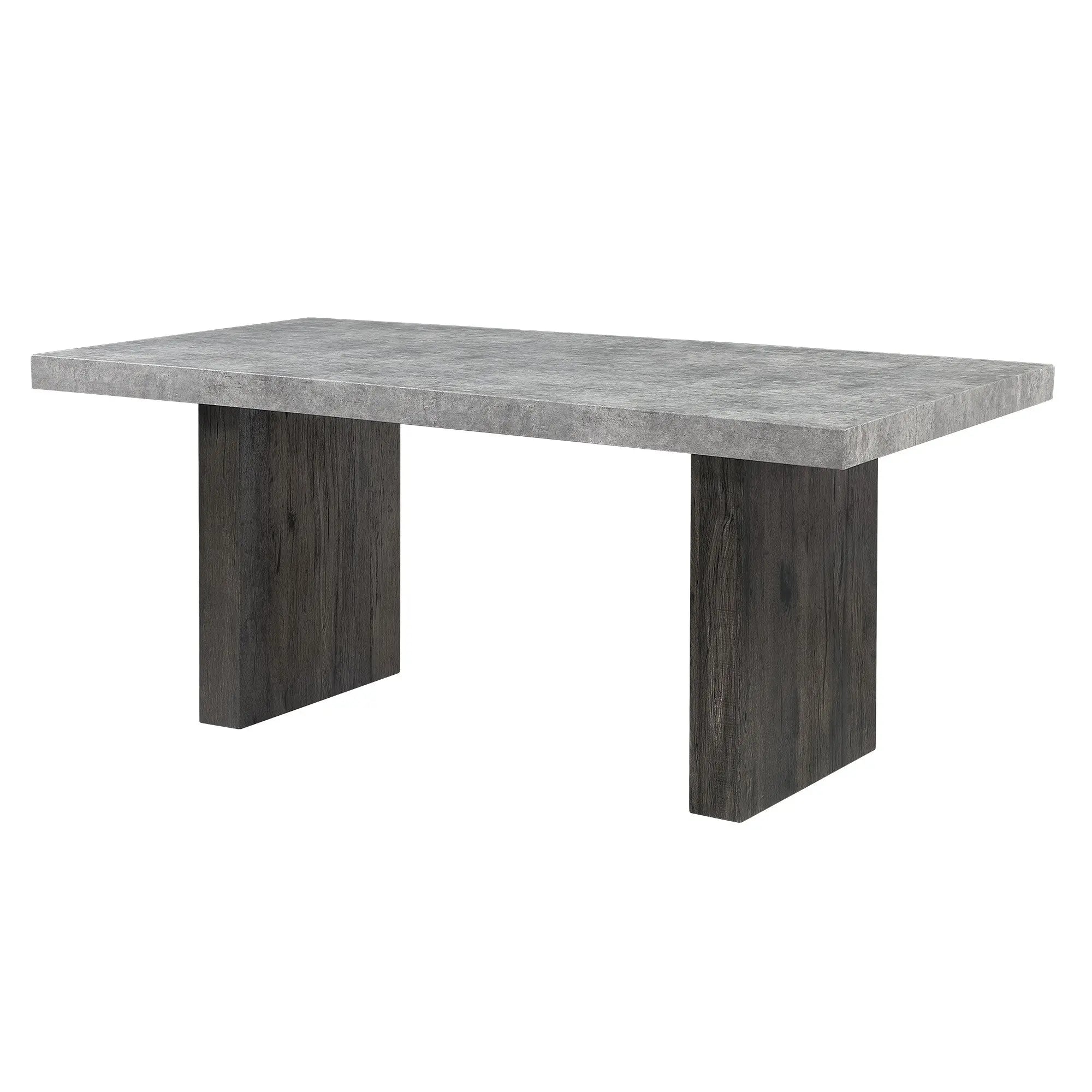 78" Gray and Dark Brown Faux Marble and Wood Double Pedestal Base Dining Table Homeroots Kitchen & Dining