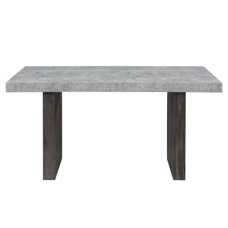 78" Gray and Dark Brown Faux Marble and Wood Double Pedestal Base Dining Table Homeroots Kitchen & Dining