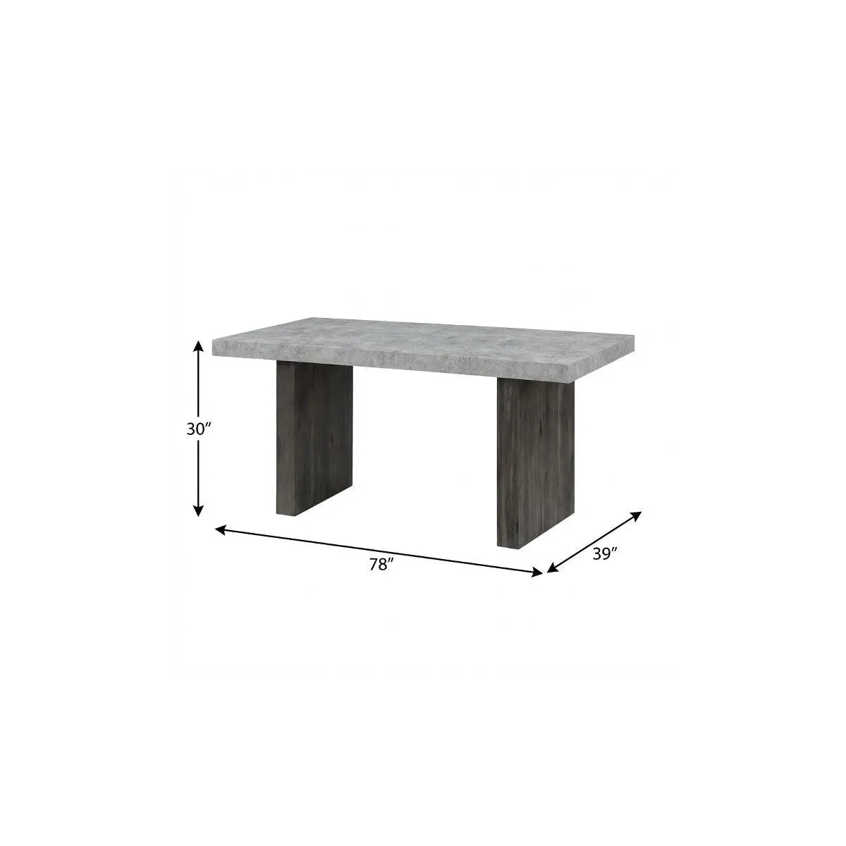 78" Gray and Dark Brown Faux Marble and Wood Double Pedestal Base Dining Table Homeroots Kitchen & Dining