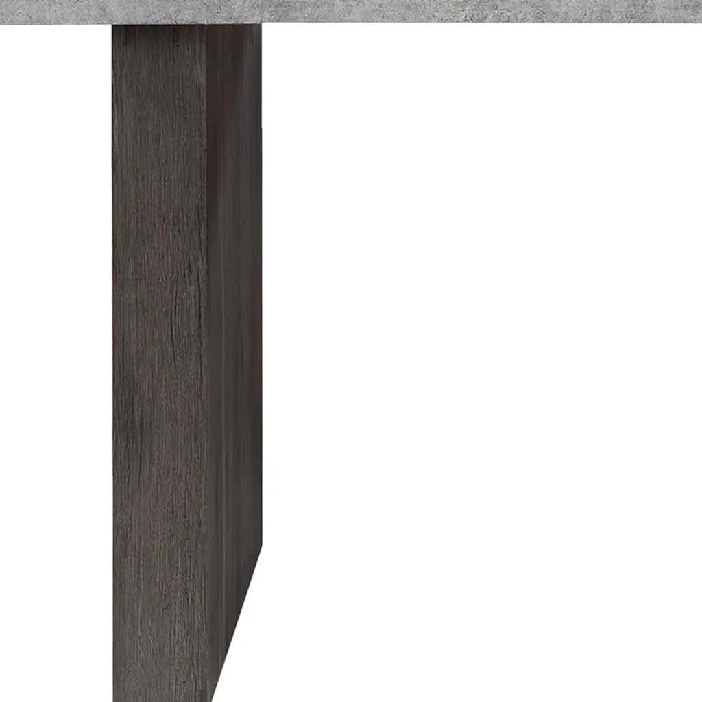78" Gray and Dark Brown Faux Marble and Wood Double Pedestal Base Dining Table Homeroots Kitchen & Dining