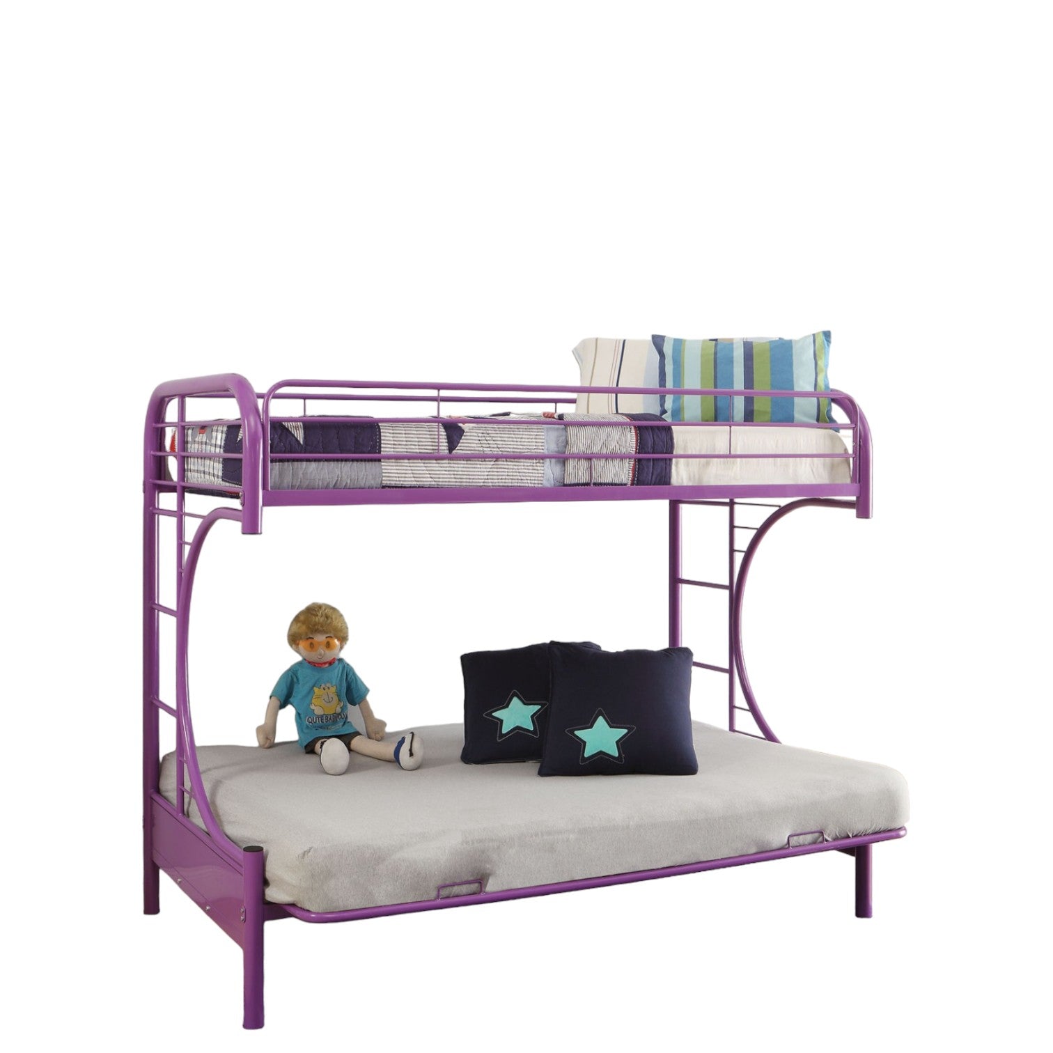78" X 41" X 65" Twin Over Full Purple Metal Tube Futon Bunk Bed - GreatEagleInc