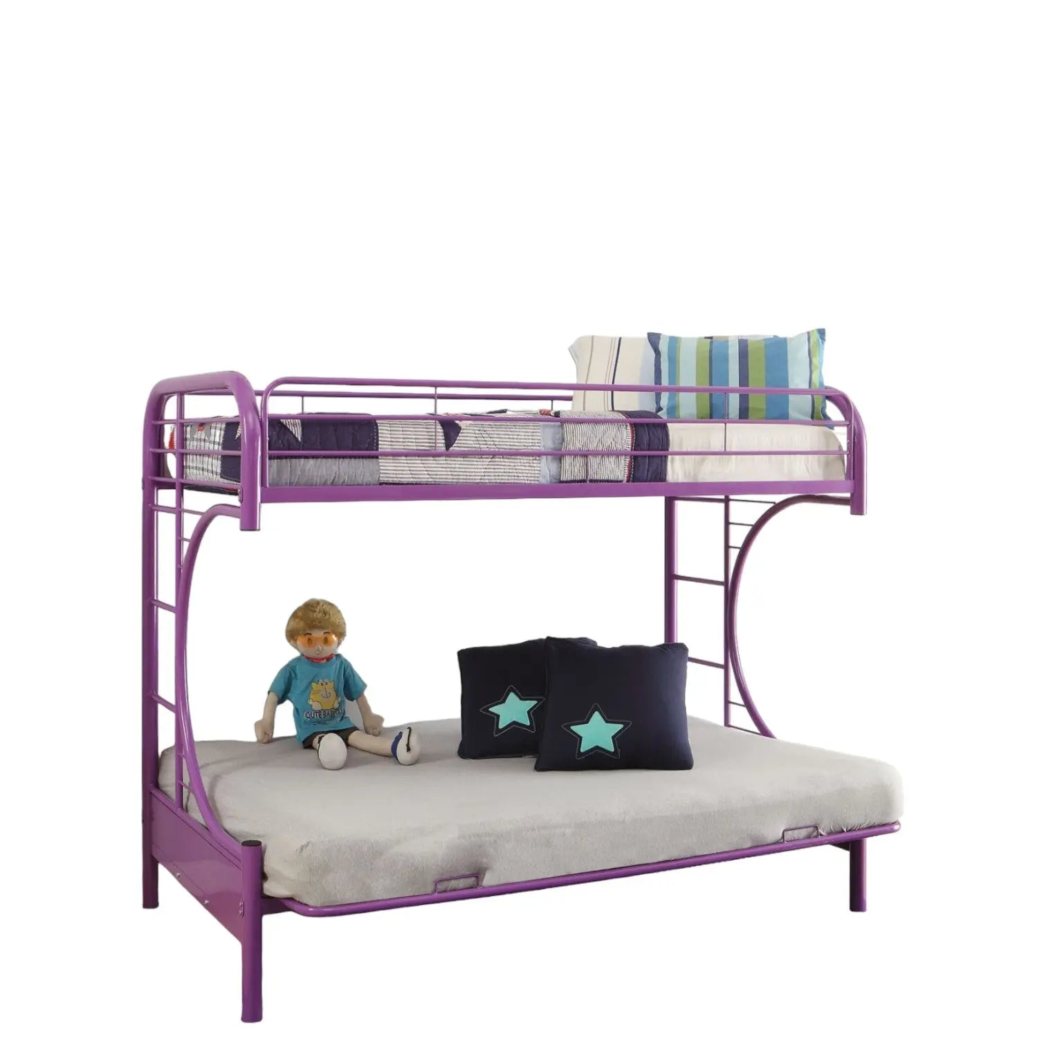 78" X 41" X 65" Twin Over Full Purple Metal Tube Futon Bunk Bed - GreatEagleInc