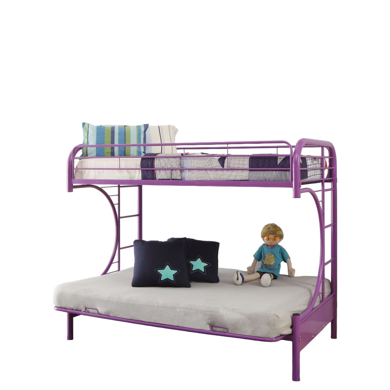 78" X 41" X 65" Twin Over Full Purple Metal Tube Futon Bunk Bed - GreatEagleInc