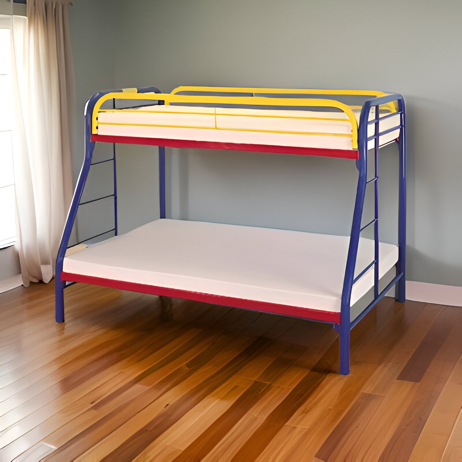 78" X 54" X 60" Twin Over Full Rainbow Metal Tube Bunk Bed - GreatEagleInc