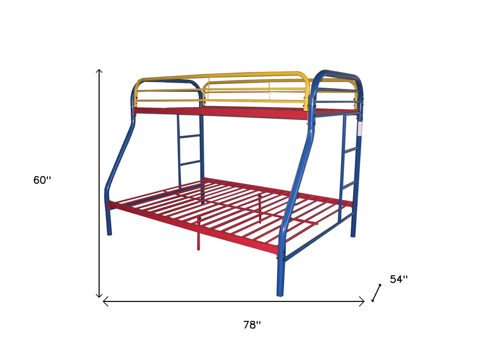 78" X 54" X 60" Twin Over Full Rainbow Metal Tube Bunk Bed - GreatEagleInc