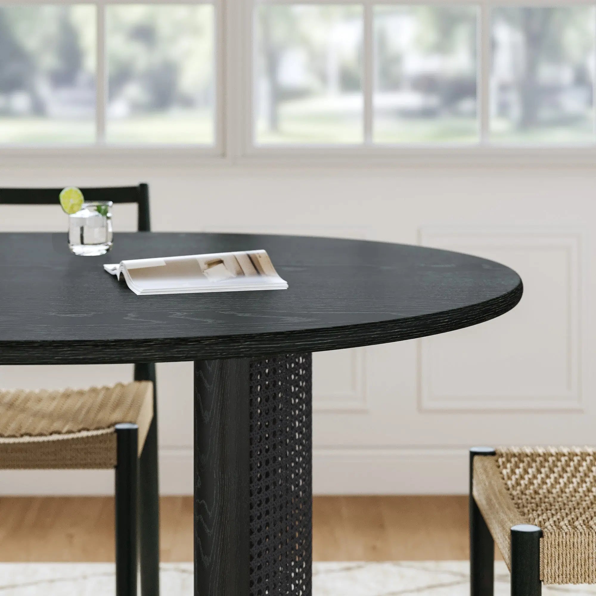 79" Black Solid Wood Double Pedestal Base Oval Dining Table Homeroots Kitchen & Dining