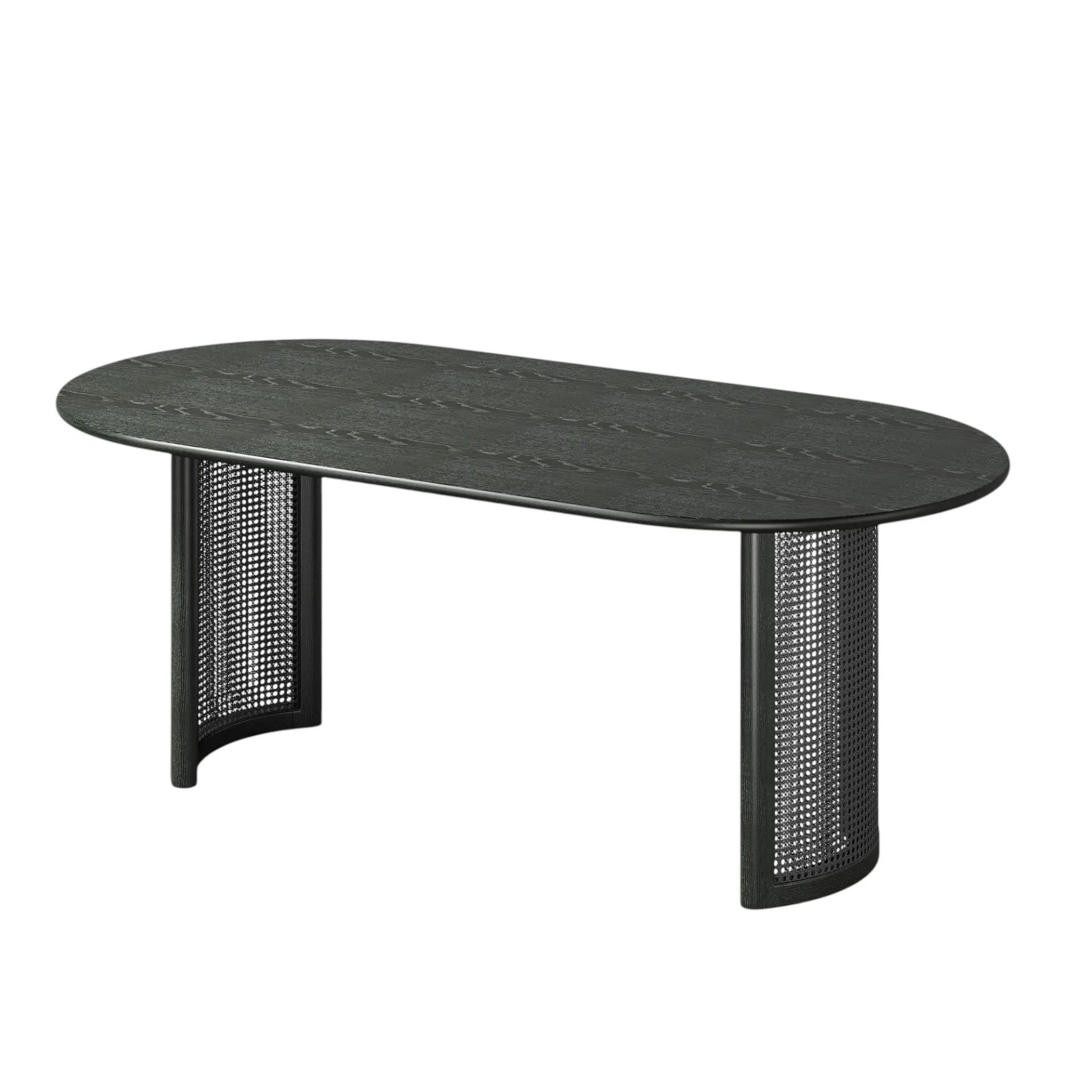79" Black Solid Wood Double Pedestal Base Oval Dining Table Homeroots Kitchen & Dining