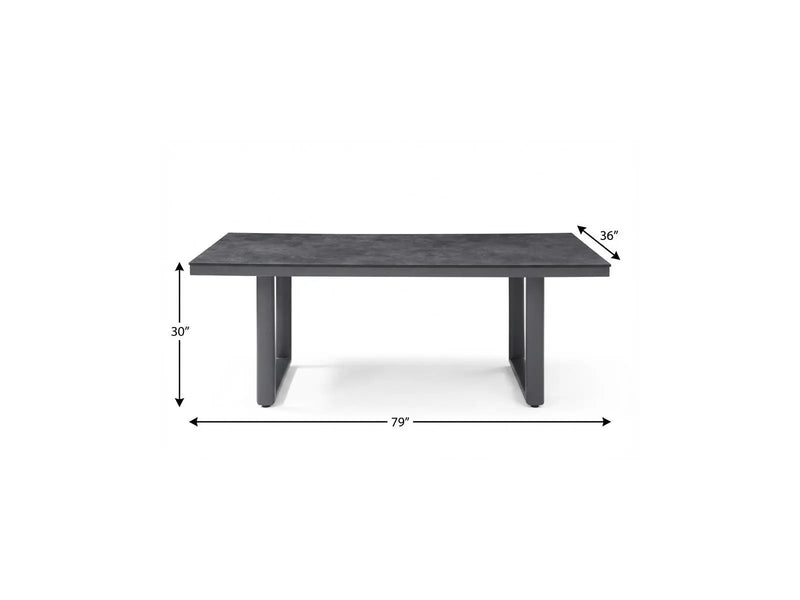 79" Dark Gray Ceramic Steel and Aluminum Outdoor Dining Table Homeroots Outdoor