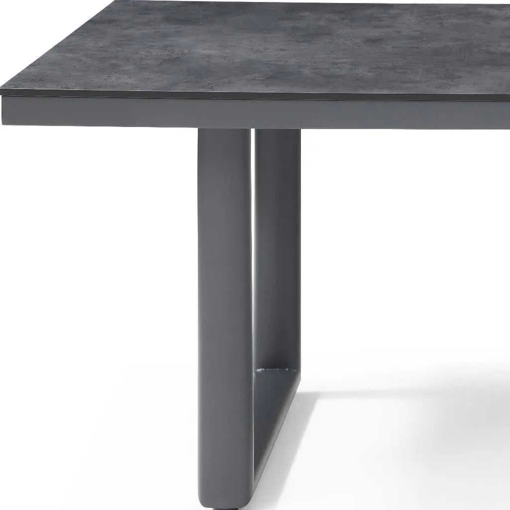 79" Dark Gray Ceramic Steel and Aluminum Outdoor Dining Table Homeroots Outdoor