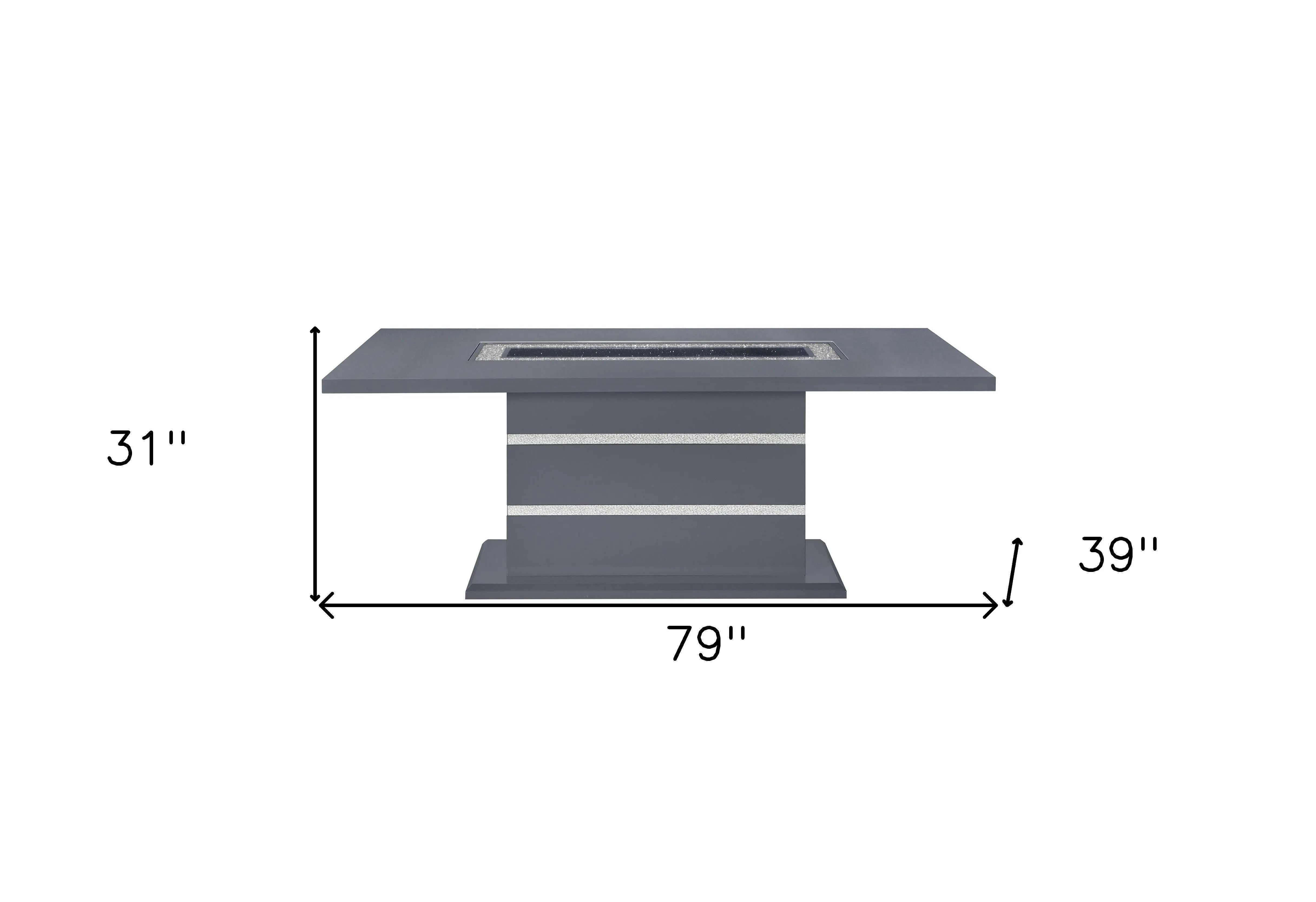 79" Dark Gray Faux Crystals Glass and Wood Pedestal Base Dining Table Homeroots Kitchen & Dining
