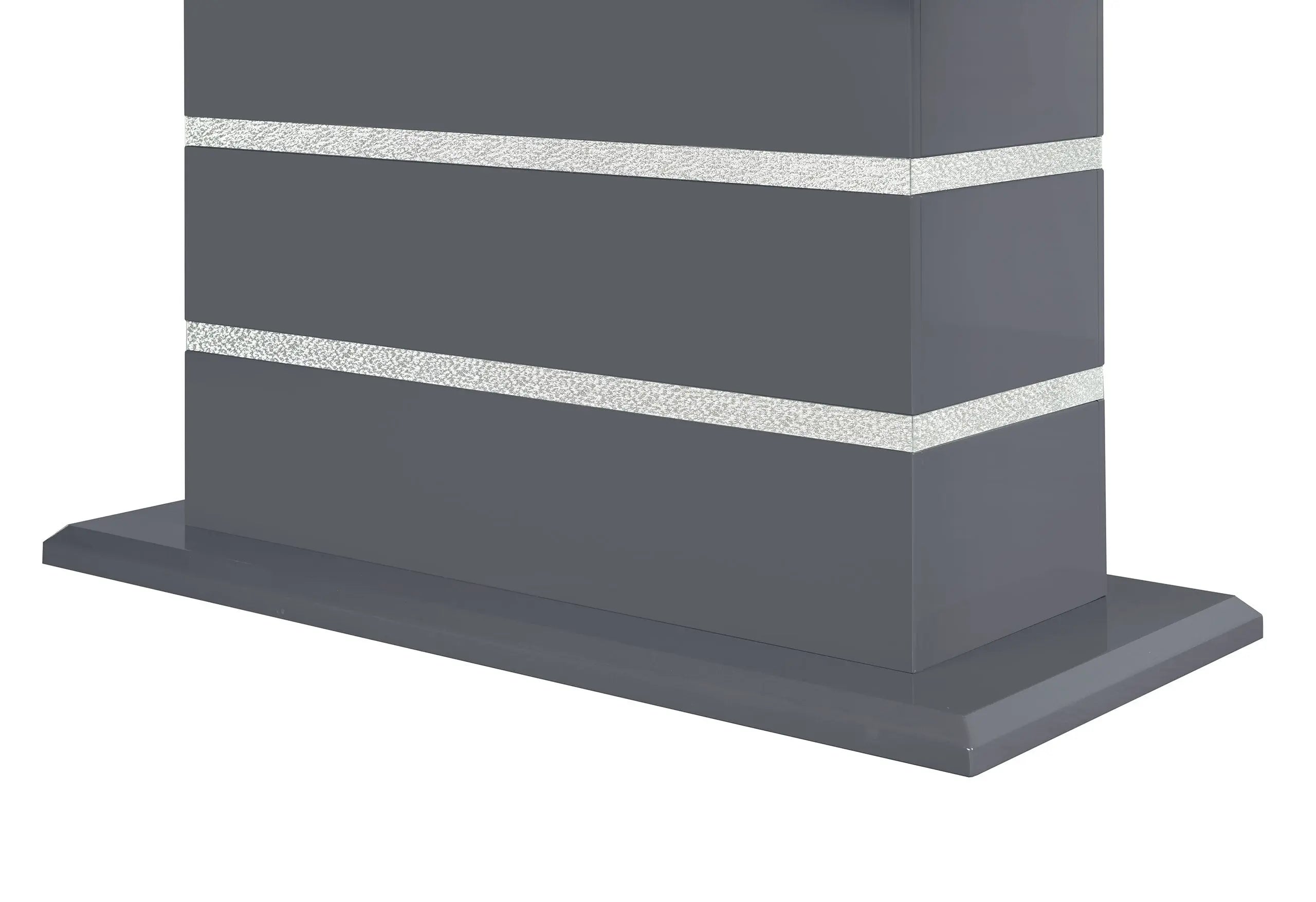 79" Dark Gray Faux Crystals Glass and Wood Pedestal Base Dining Table Homeroots Kitchen & Dining