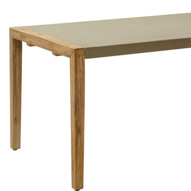 79" Gray and Natural Faux Concrete and Solid Wood Dining Table Homeroots Kitchen & Dining