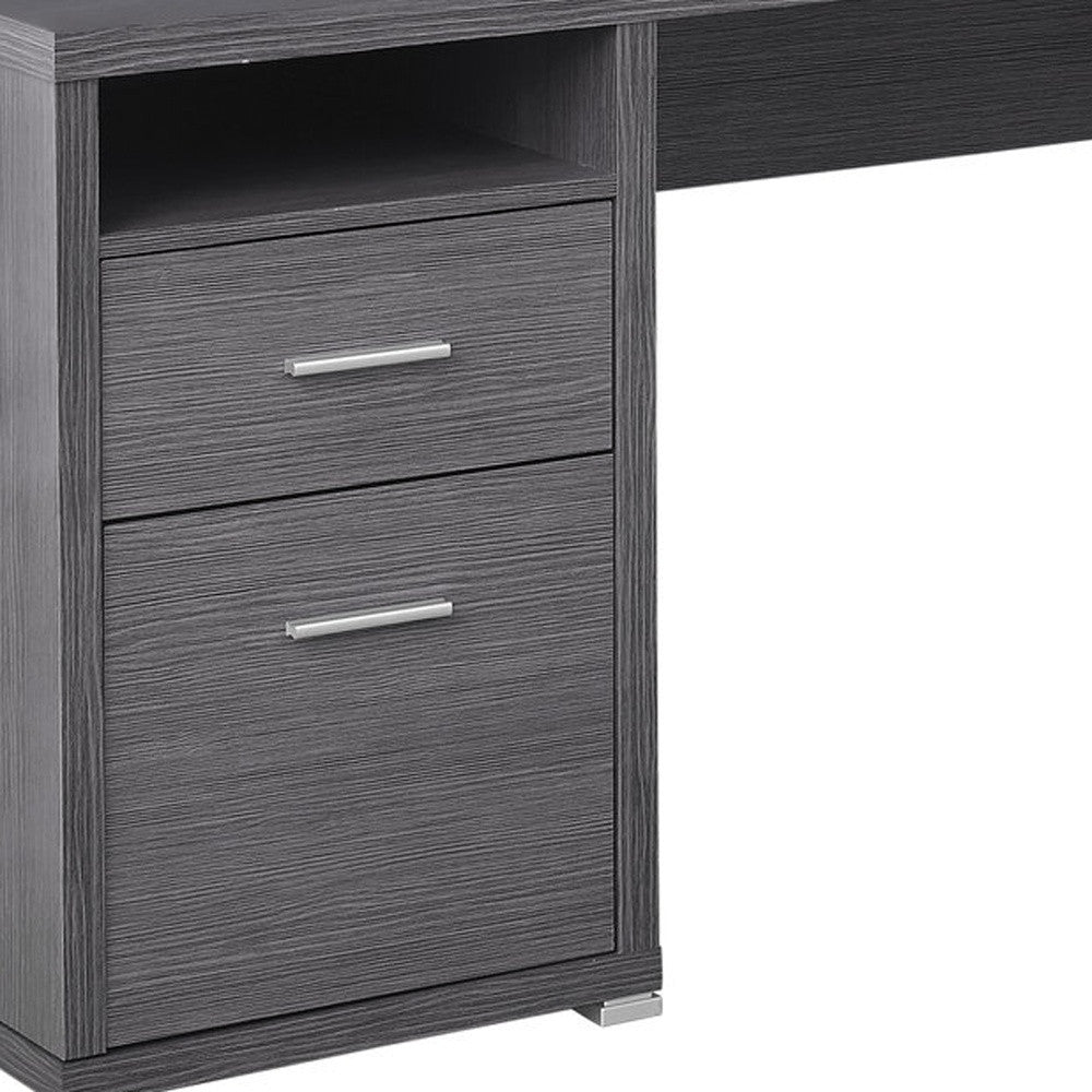 47" Gray and Silver L Shape Computer Desk With Two Drawers - GreatEagleInc