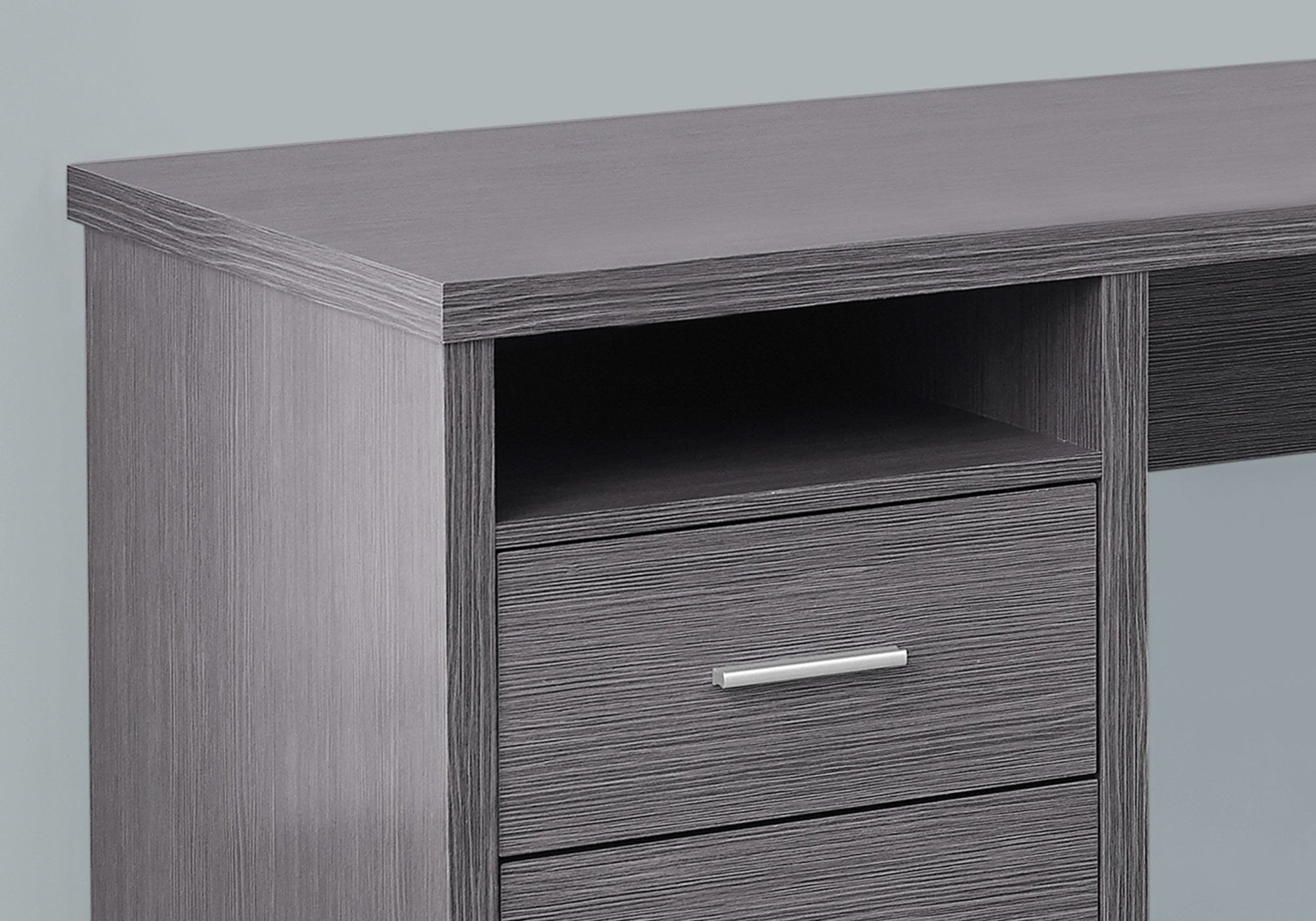 47" Gray and Silver L Shape Computer Desk With Two Drawers - GreatEagleInc