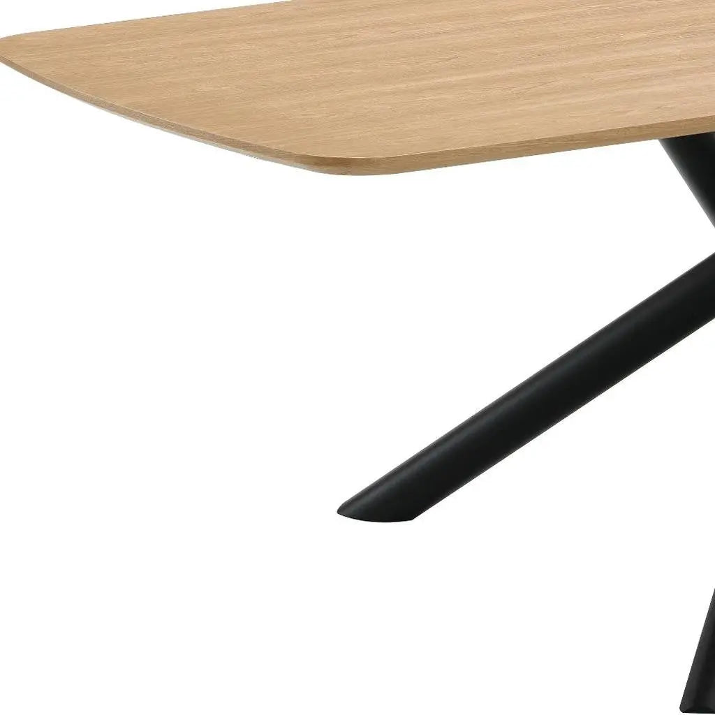 79" Natural and Black Wood and Iron Cross Leg Base Dining Table Homeroots Kitchen & Dining