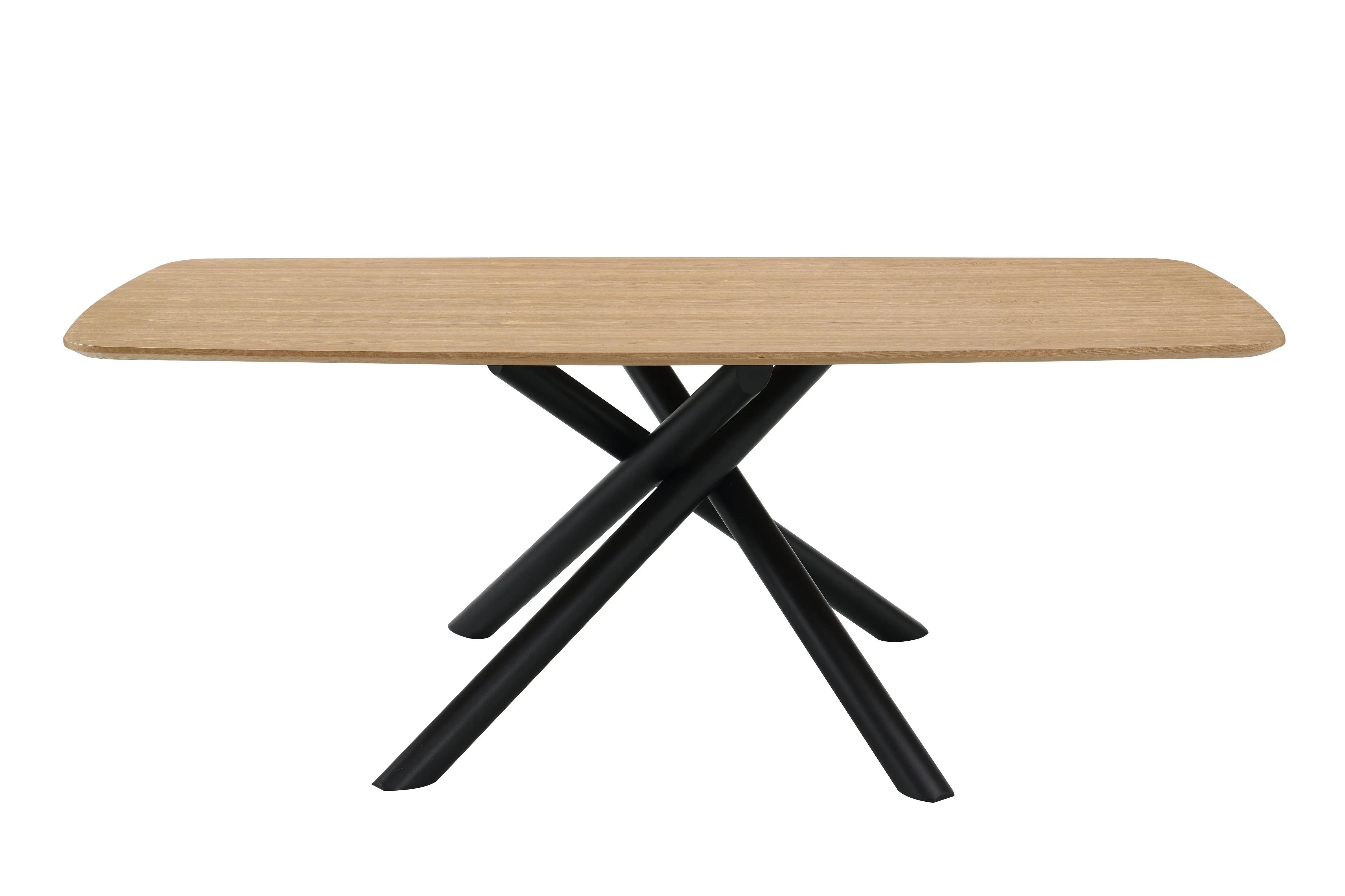 79" Natural and Black Wood and Iron Cross Leg Base Dining Table Homeroots Kitchen & Dining